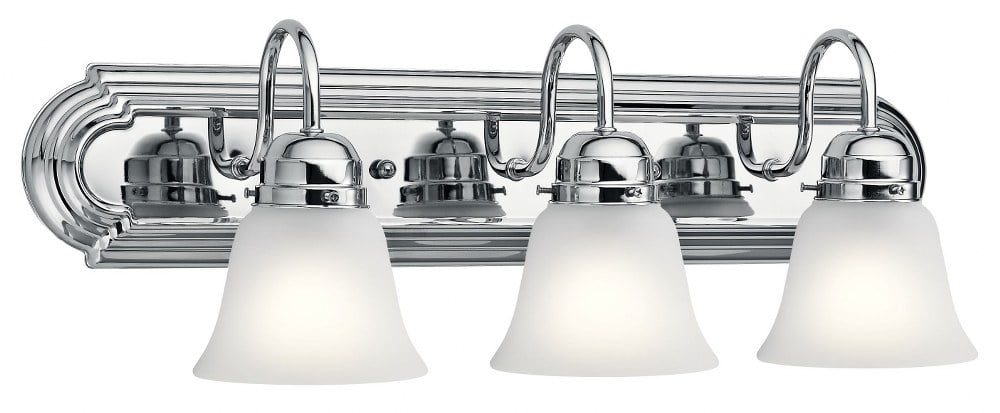 Classic 24" Chrome Vanity Light with Satin Etched Glass