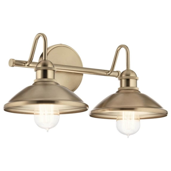 45944CPZ Kichler Lighting Clyde - 2 Light Bath Vanity Approved for Damp Locations - with Vintage Industrial inspirations - 7.25 inches tall by 16.75