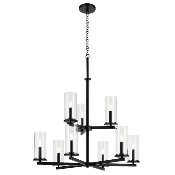 44014BK-Kichler Lighting-Crosby - 9 Light Chandelier-32.5 Inches Tall and 32.25 Inches Wide-Black Finish