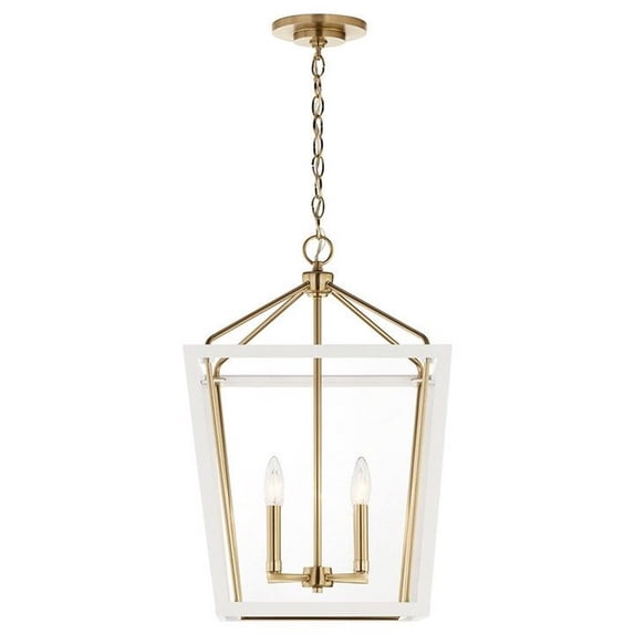 52619CPZWH Kichler Lighting Delvin - 4 Light Pendant In Traditional Style-24 Inches Tall and 16 Inches Wide-Champagne Bronze/White Finish