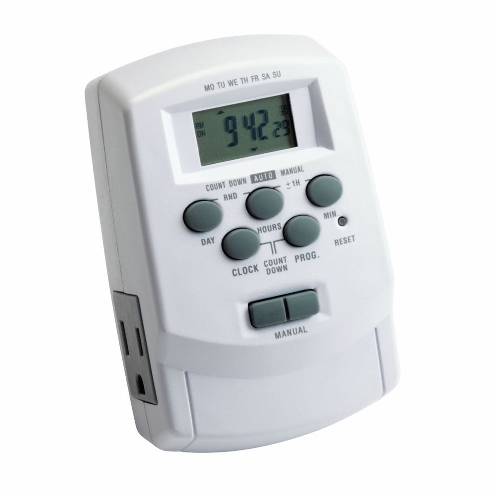 White Plastic 12-Volt Digital Timer with LCD Display
