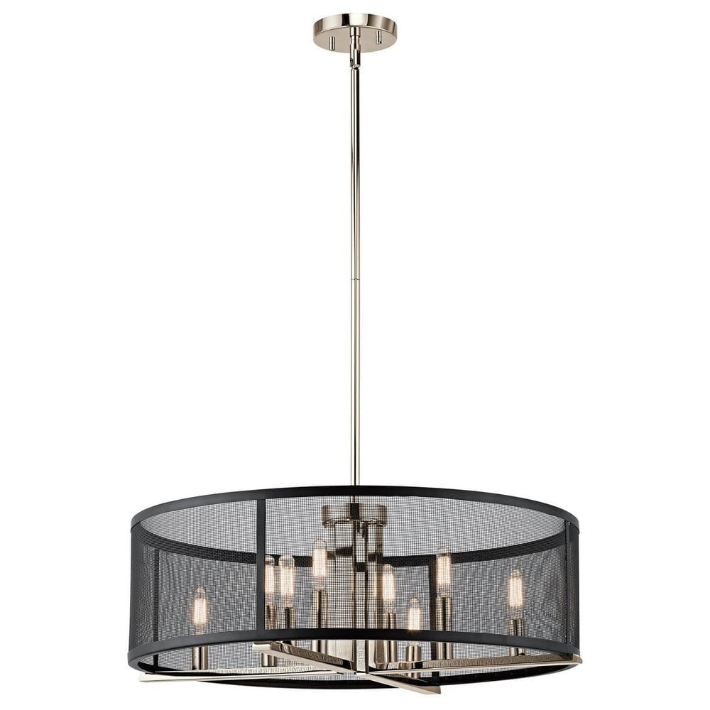 Titus Polished Nickel 8-Light Chandelier with Black Mesh Shade