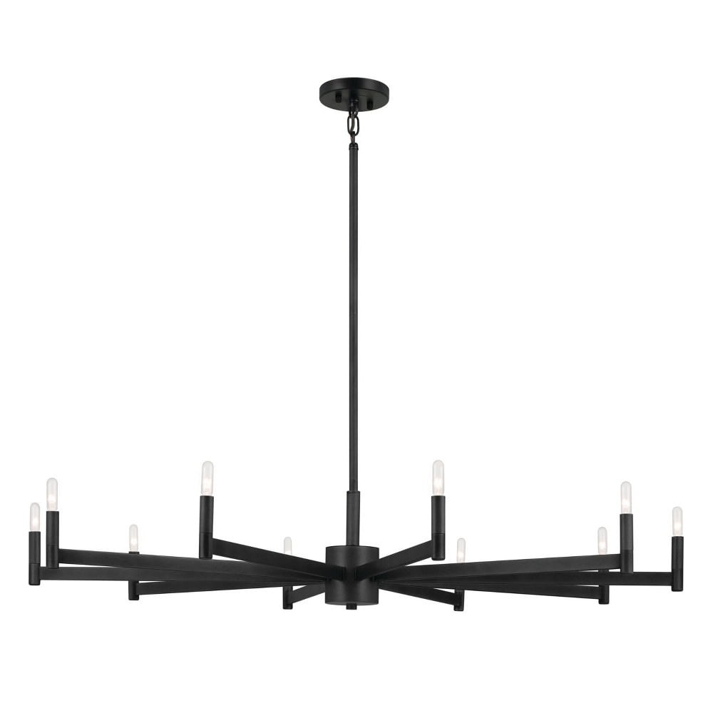 Erzo 48" Black Steel 10-Light Candle Style Chandelier