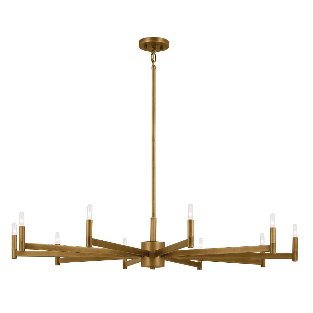 Erzo 48" Natural Brass 10-Light Candle Style Chandelier