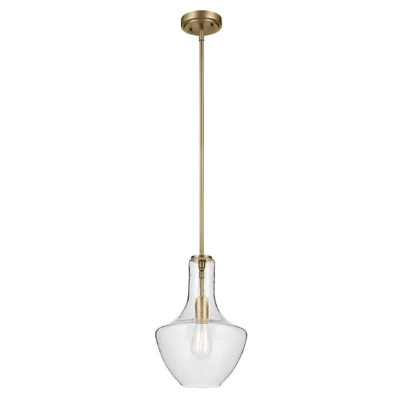 42141NBRCS Kichler Lighting Everly - 1-Light Medium Pendant with Transitional Style 15.25 Inches Tall by 10.5 Inches Wide-Natural Brass Finish-Clear
