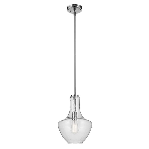42141CHCS Kichler Lighting Everly - 1-Light Medium Pendant with Transitional Style 15.25 Inches Tall by 10.5 Inches Wide-Chrome Finish-Clear Seeded
