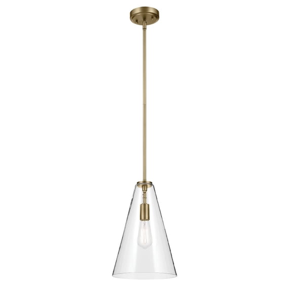 42199NBR Kichler Lighting Everly - 1 Light Pendant-15.25 Inches Tall and 10.25 Inches Wide-Natural Brass Finish-Clear Glass Color