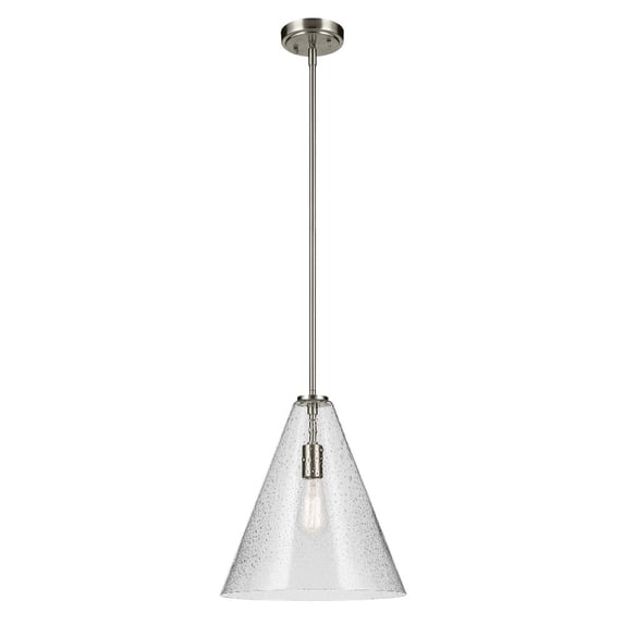 42200NICS Kichler Lighting Everly - 1 Light Pendant-15.5 Inches Tall and 14.25 Inches Wide-Brushed Nickel Finish-Clear Seeded Glass Color
