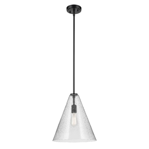 42200BKCS Kichler Lighting Everly - 1 Light Pendant-15.5 Inches Tall and 14.25 Inches Wide-Black Finish-Clear Seeded Glass Color