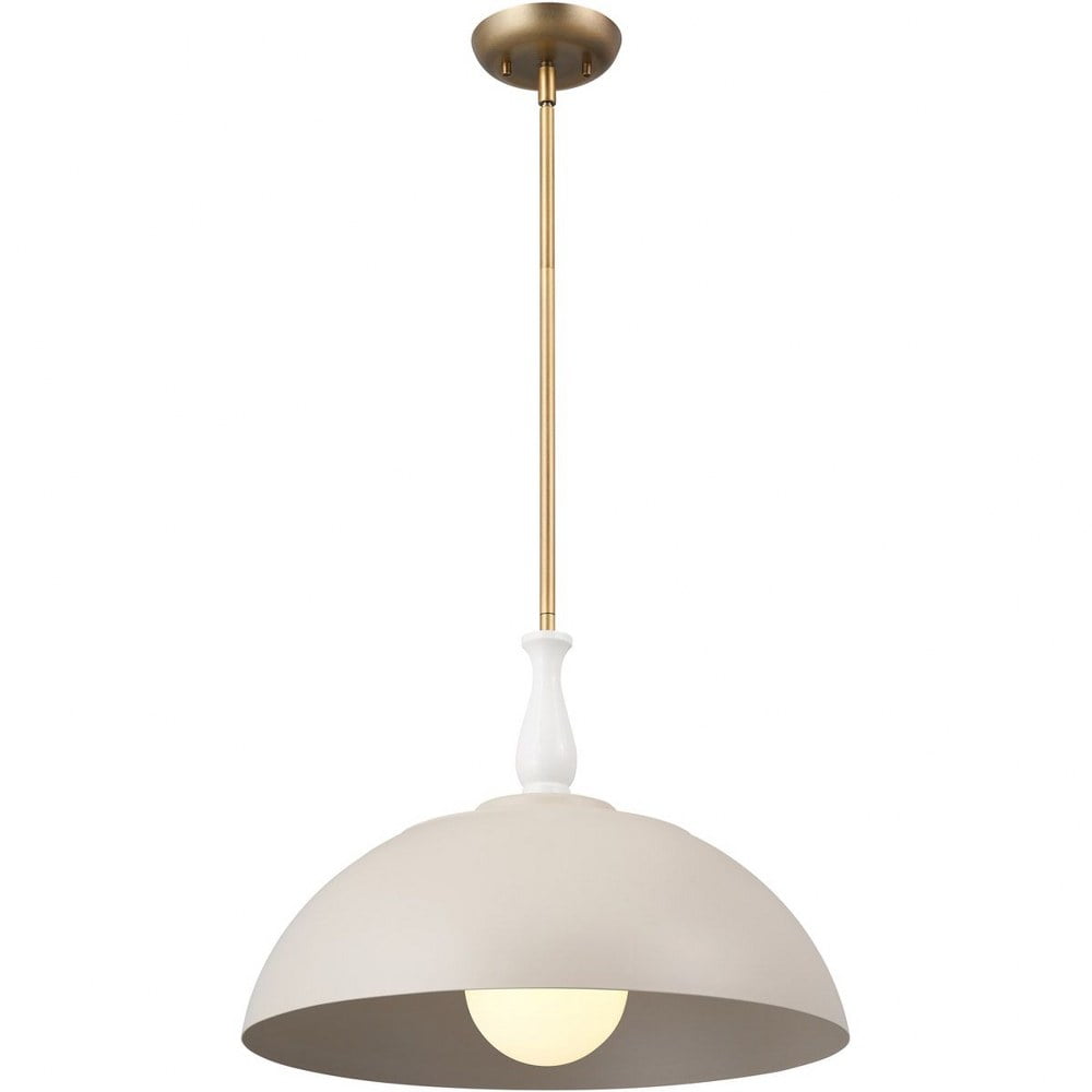 Fira Greige Steel Bowl Pendant with Vintage Spindle Design