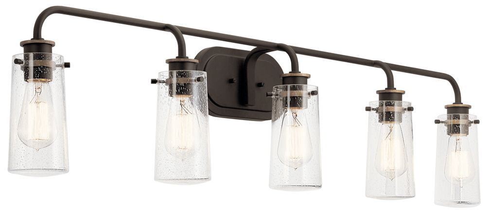 Bronze Modern 44" Vanity Light with Clear Jelly Jar Shades