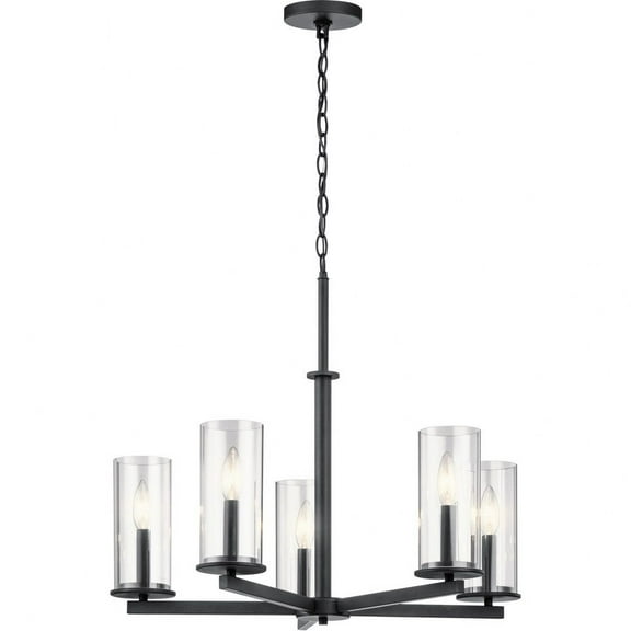 43999BK Kichler Lighting Crosby - 5 light Medium Chandelier - with Contemporary Inspirations - 22.25 inches tall by 26.25 inches wide-Black Finish