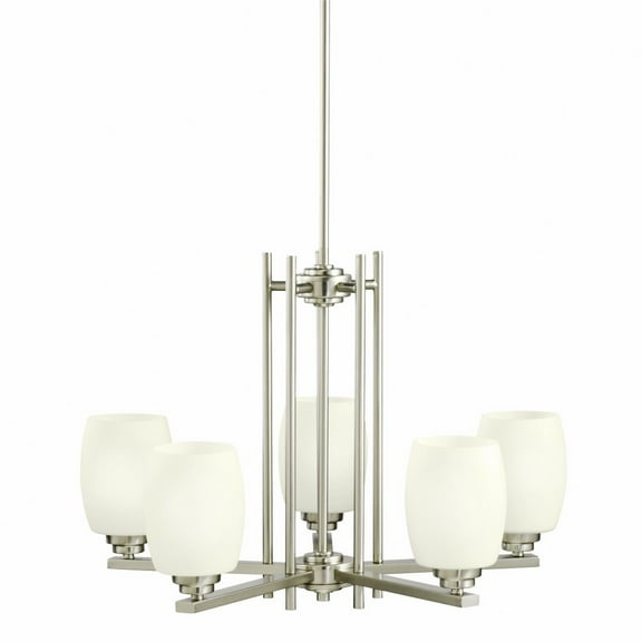 1896NI Kichler Lighting Eileen - 5 Light Chandelier with White Glass Shades - with Contemporary inspirations - 16.5 inches tall by 24 inches