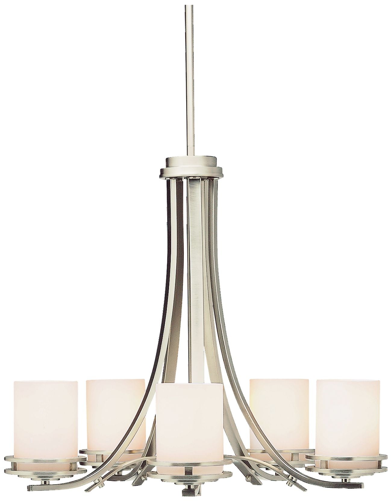 Hendrik 21.5" 5-Light Brushed Nickel Chandelier with Satin Etched Glass