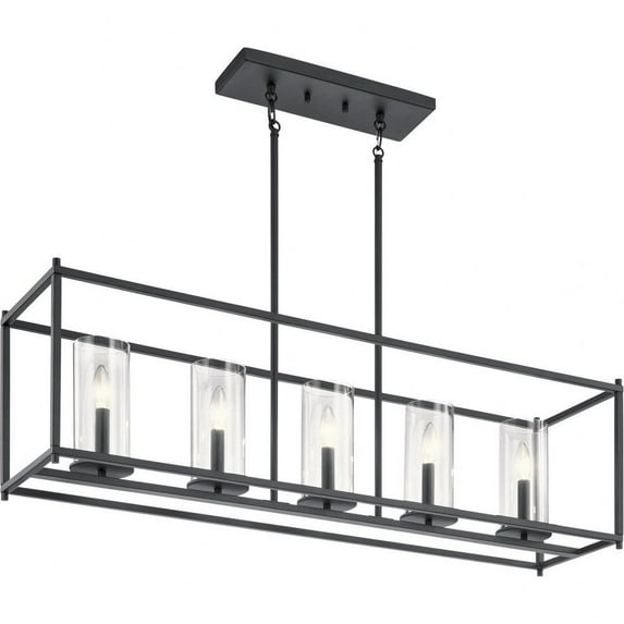 43995BK Kichler Lighting Crosby - 5 Light Linear Chandelier - with Contemporary Inspirations - 25.75 Inches Tall by 41.2 Inches Long-Black Finish