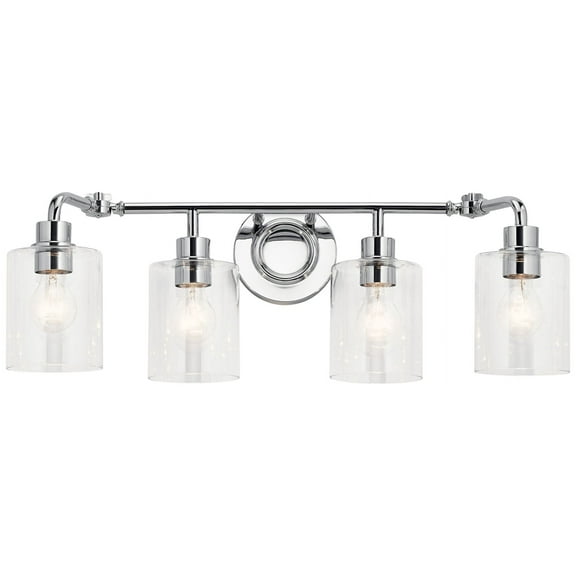 45667CH Kichler Lighting Gunnison - 4 Light Bath Vanity Approved For Damp Locations - With Vintage Industrial Inspirations - 9.75 Inches Tall By 33.75