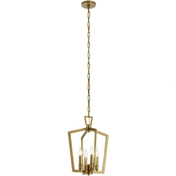 43498NBR Kichler Lighting Abbotswell - 4 Light Pendant - with Traditional inspirations - 19 inches tall by 14 inches wide-Natural Brass Finish