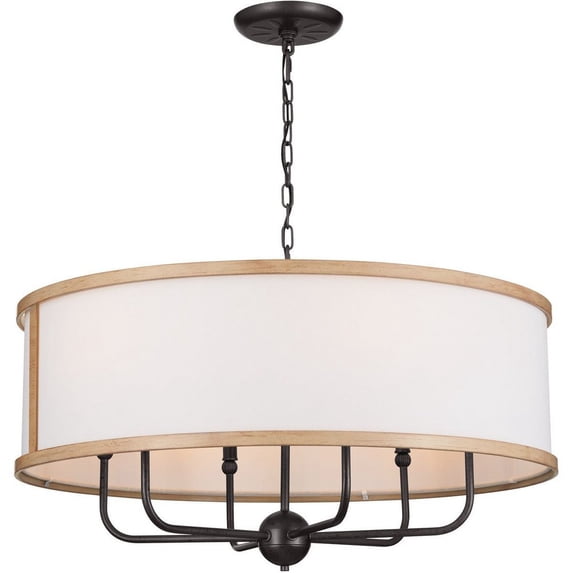 52466AVI Kichler Lighting Heddle - 6 Light Medium Chandelier In Homestead Style-17 Inches Tall and 30.5 Inches Wide-Anvil Iron Finish -Traditional