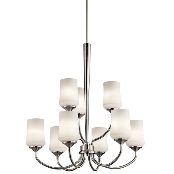9 Light Large 2-Tier Chandelier With Transitional Inspirations 31.25 Inches Tall By 28.75 Inches Wide-Brushed Nickel Finish-Led Lamping Type Kichler