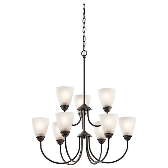 43639OZL18 Kichler Lighting Jolie - 9 Light 2-Tier Chandelier - with Transitional inspirations - 28 inches tall by 28 inches wide-Olde Bronze