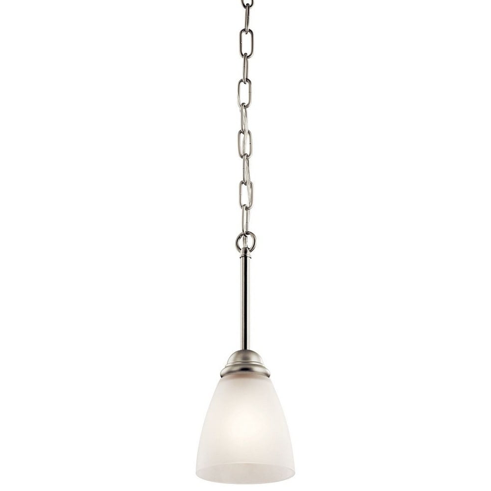 Jolie Mini Brushed Nickel LED Pendant with Satin Etched Glass