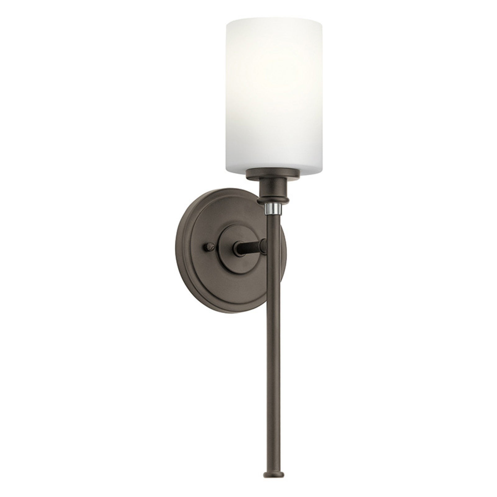 Joelson Bronze LED Wall Sconce with White Cylinder Shade