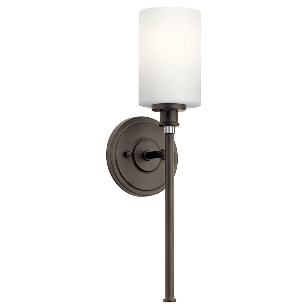 Joelson Bronze LED Wall Sconce with White Cylinder Shade