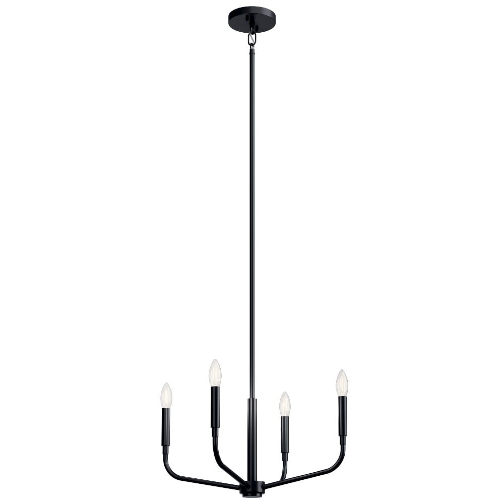 Black Mini 4-Light Candle Chandelier with Incandescent Bulbs