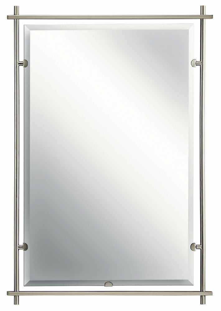 Rectangular Brushed Nickel Metal Framed Bathroom Mirror