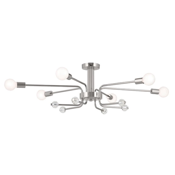 52602PN Kichler Lighting Ocala - 6 Light Flush Mount-12.5 Inches Tall and 24.25 Inches Wide-Polished Nickel Finish