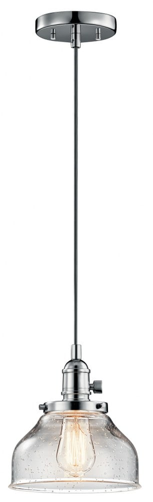 Avery Mini Pendant Light with Clear Seeded Glass, Chrome Finish