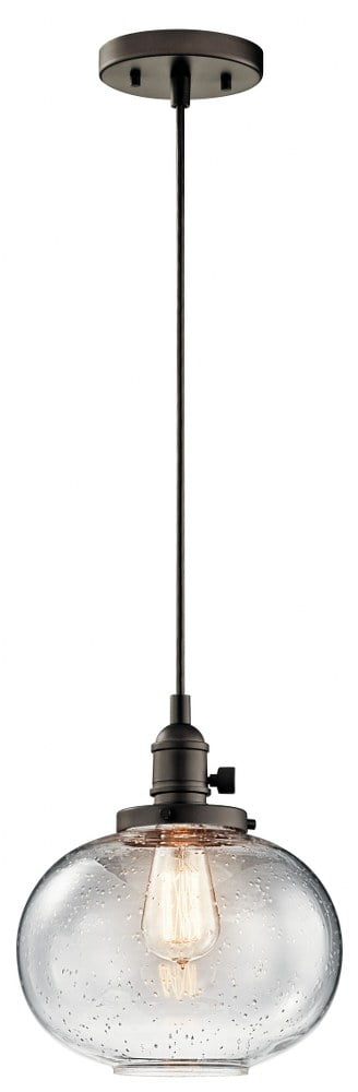 Avery Olde Bronze 9.75" Mini Pendant Light with Clear Glass