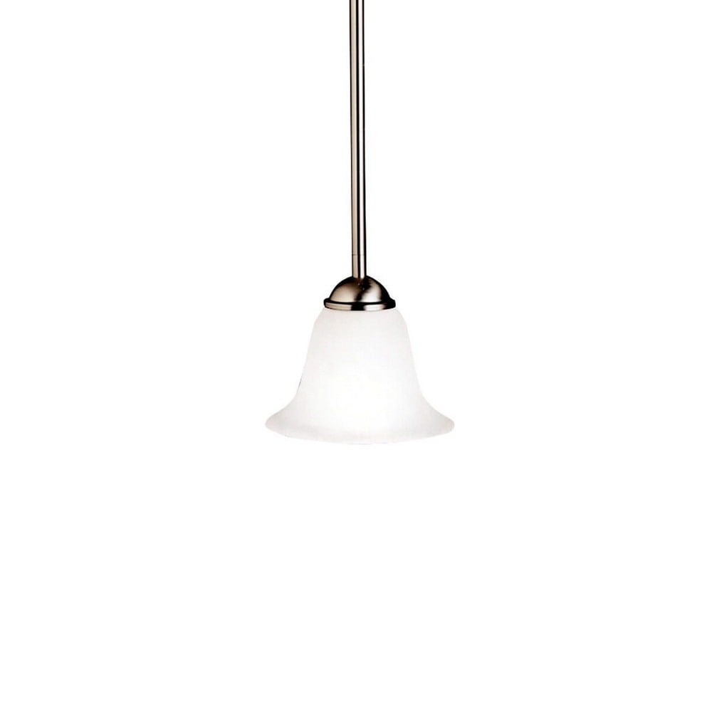 Dover Brushed Nickel Mini Pendant with Etched Glass Shade