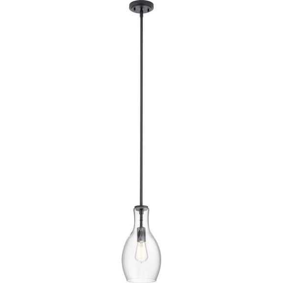 42456BK-Kichler Lighting-Everly - 1 Light Mini Pendant - with Transitional inspirations - 13.75 inches tall by 7 inches wide-Black Finish-Clear Glass