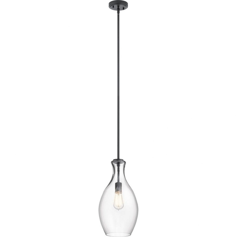 Everly 18" Black Steel and Clear Glass Pendant Light