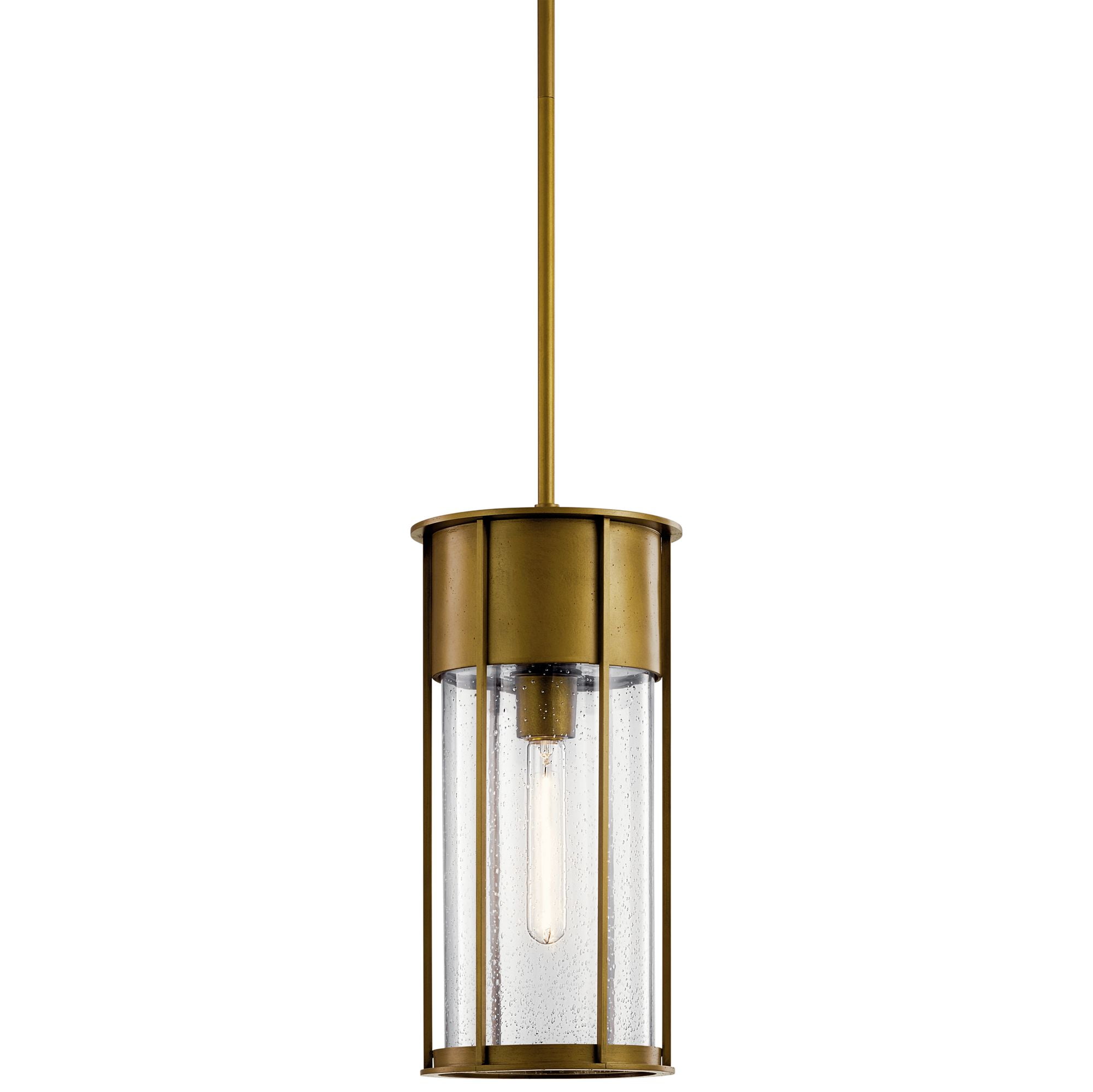 Camillo Natural Brass Outdoor Pendant with Clear Seeded Glass