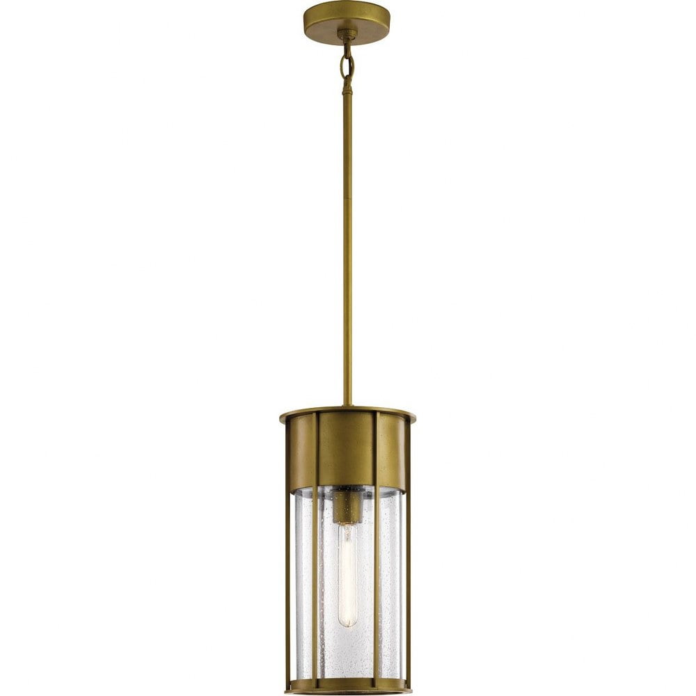 Camillo Natural Brass Outdoor Pendant with Clear Seeded Glass