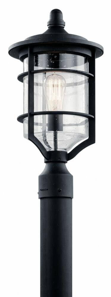 Distressed Black Aluminum Outdoor Post Lantern with Clear Shade