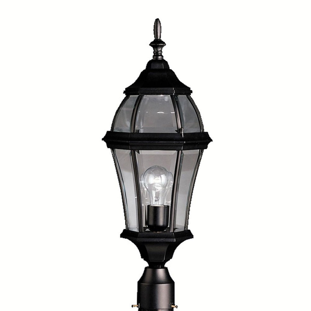 24" Black Aluminum Outdoor Post Lantern with Clear Glass