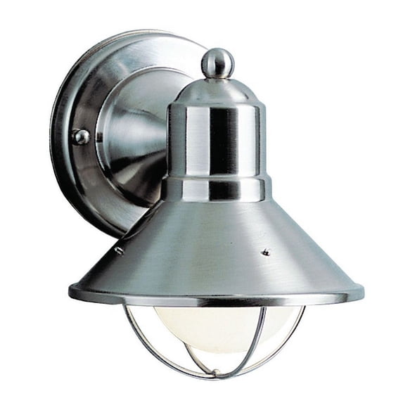 Kichler Seaside 7.5" 1 Light Outdoor Wall Light with Glass Globe Brushed Nickel,Silver, 18.25-Inch