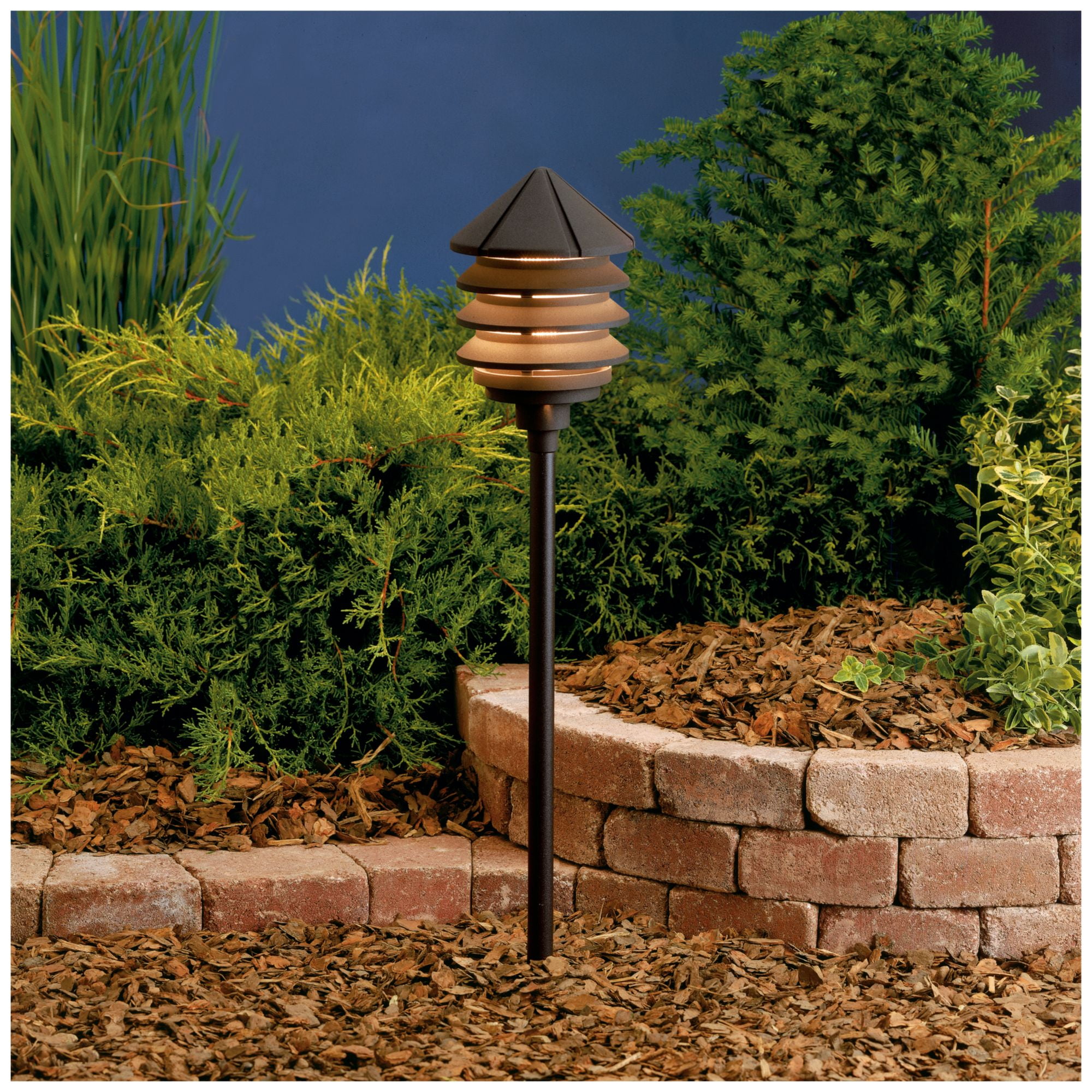 Black Aluminum Cone Pathway Light with Gray Shade