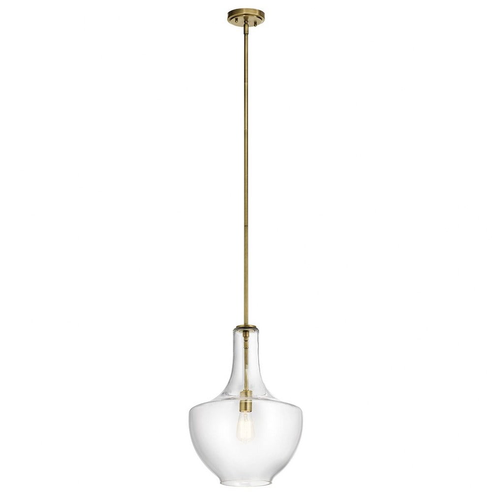 Everly Clear Glass and Brass Pendant Light