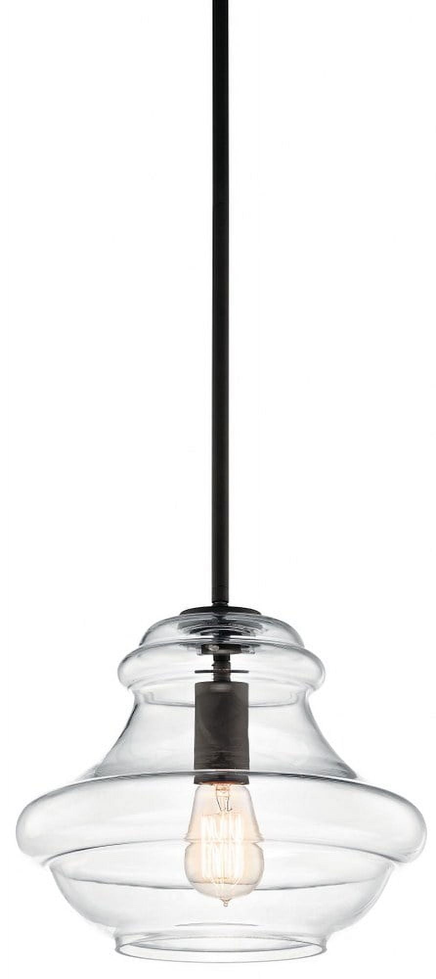 Everly 12" Distressed Bronze Schoolhouse Pendant with Clear Glass Shade