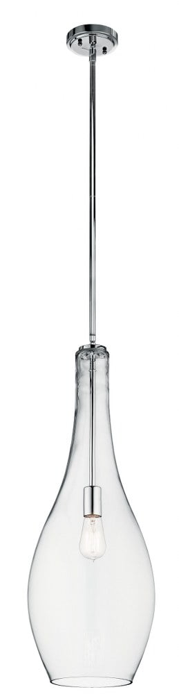 Chrome Teardrop Glass Pendant Light with Clear Shade