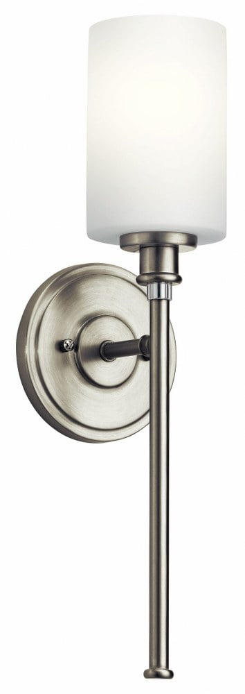 Transitional Nickel Wall Sconce with Cream Cylinder Shade