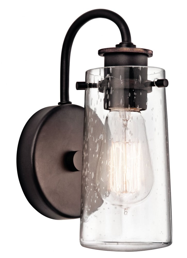 Rustic Distressed Bronze Jelly Jar Wall Sconce, 9.5" Height