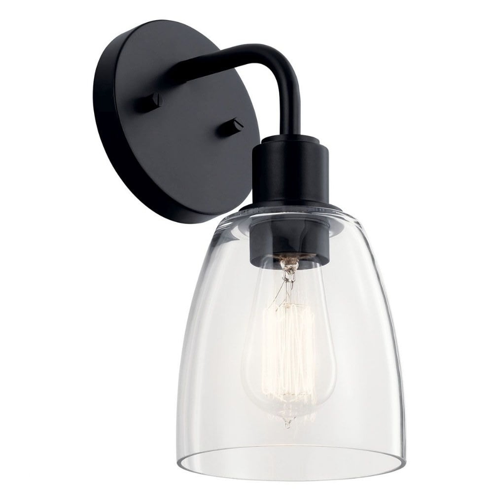 Meller Industrial Black 11'' Wall Sconce with Clear Glass