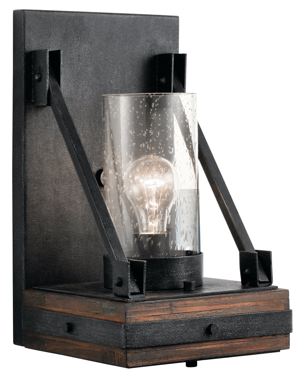 Rustic Pewter 14.75" Wall Sconce with Clear Seeded Glass