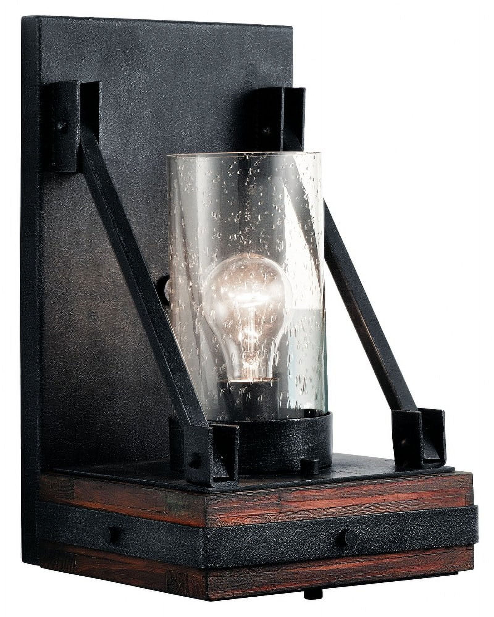 Rustic Pewter 14.75" Wall Sconce with Clear Seeded Glass