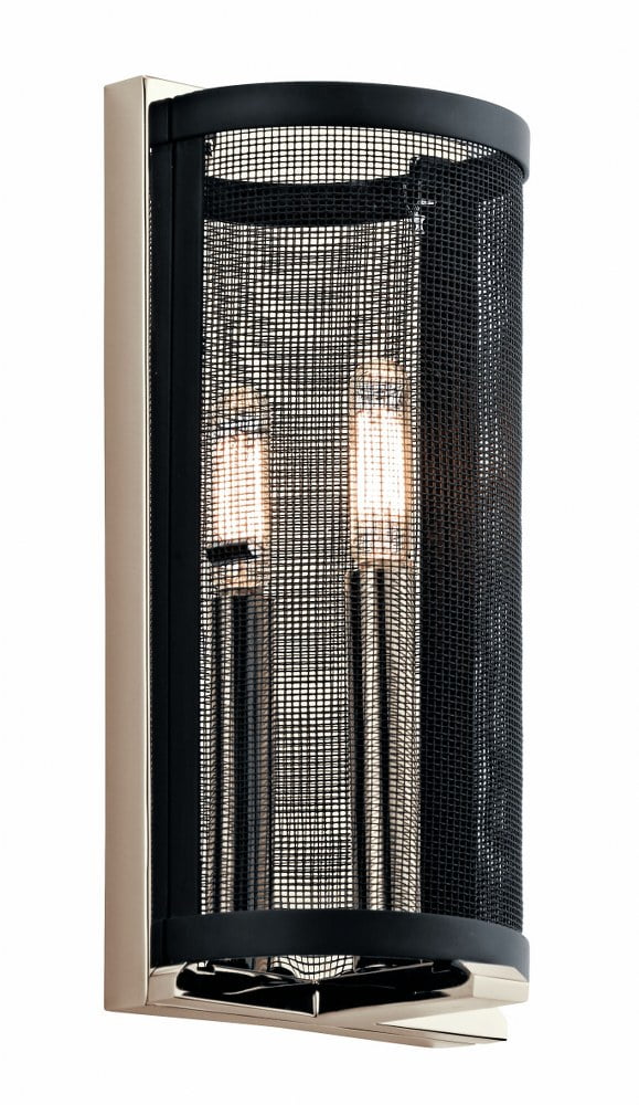 Modern Polished Nickel 6"x12" Industrial Mesh Wall Sconce